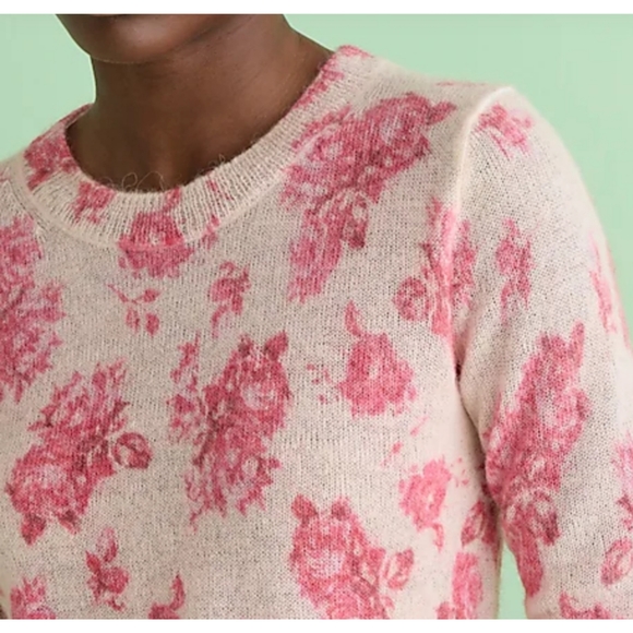 28. J.Crew Brushed wool crewneck sweater in rose garden - Picture 2 of 6